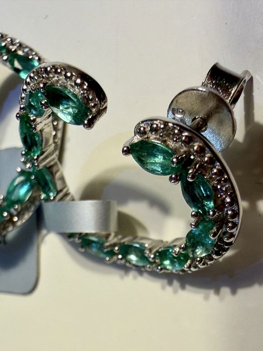 Сребърни обеци 925 с ИЗУМРУДИ