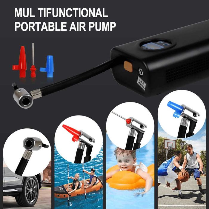 Компресор за гуми с лед дисплей и вградена батерия