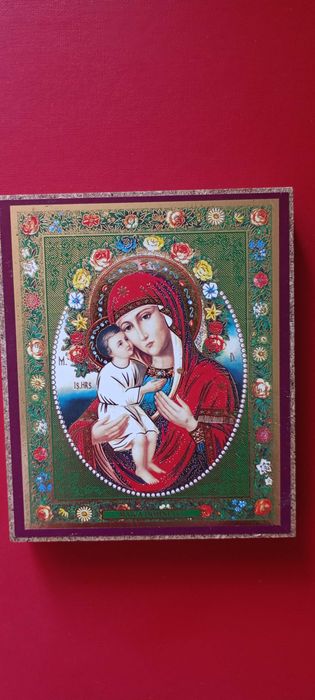Icoană Nouă Maica Domnului Aparatoarea copiilor 10 cm x 12 cm