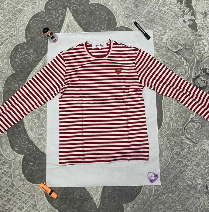 Bluza Comme Des Garcons Striped Long Sleeve Red