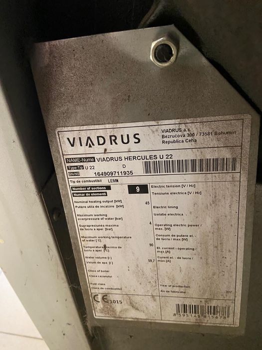 Centrala Viadrus Hercules U22 – 45 kW, centrala pe lemne