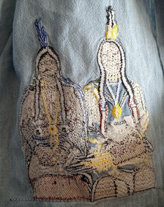 WAMPUM cămașă vintage brodată motive Amer-Indieni, 3XL