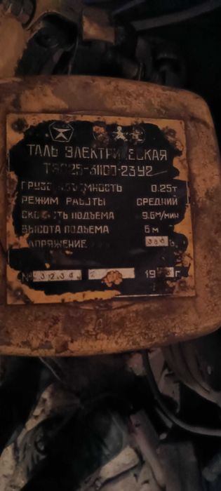 Электрическая таль 0,25 тн.