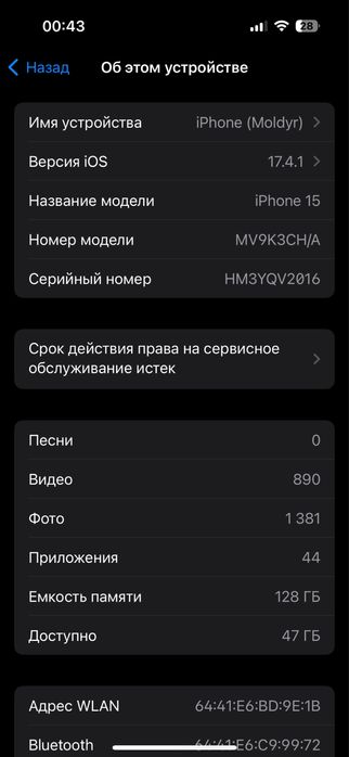 iPhone 15, 128гб