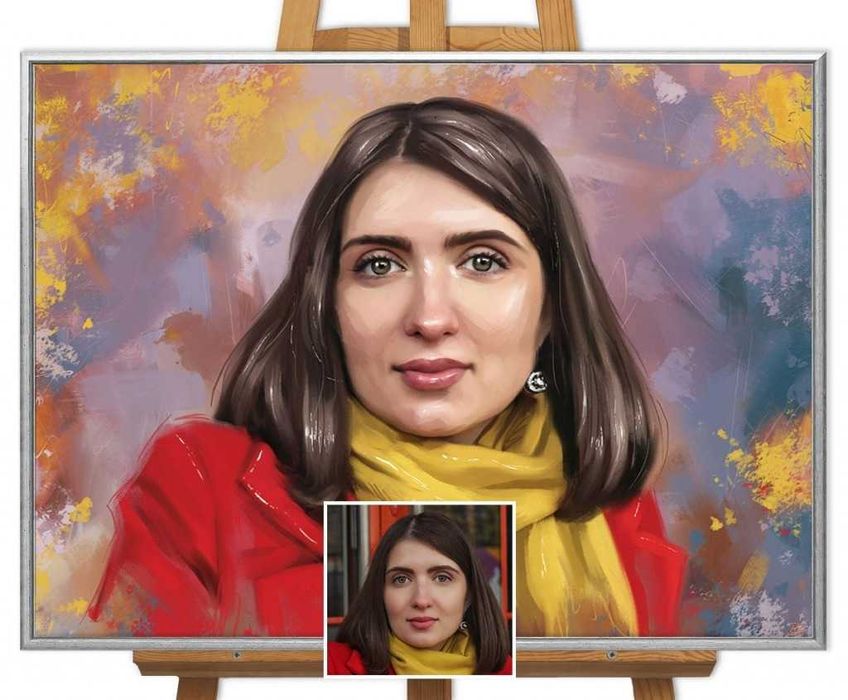 Tablou pictat portret,ulei sau acrilic