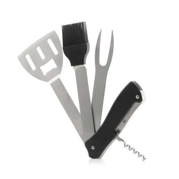 Set 5 ustensile pentru gratar, din otel inoxidabil, tip briceag