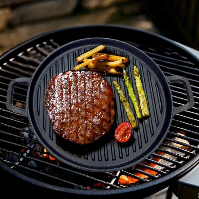 Tava rotunda din fonta pentru gratar KLUGMEISTER KY30ZT, neagra