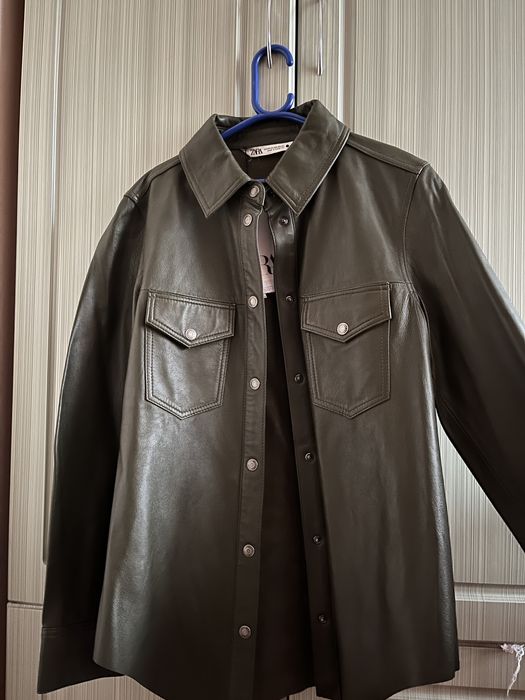 Кожаный жакет рубашка Zara размер   XS-S