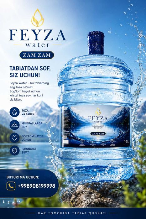 FEYZA water - Tabiatdan siz uchun soflik. 5 lt-10lt-19 lt