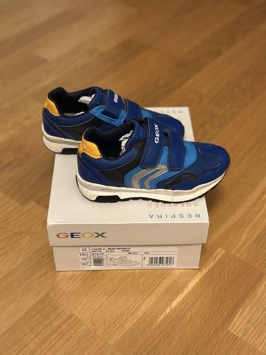 Sneakers Geox, piele ecologica si textil, velcro, 28 EU talpic 18.4 cm