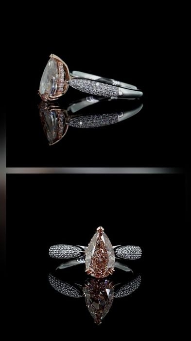 Inel de COLECTIE ,3 ,75Gr,aur alb,diamant 2,50C ,FANCY BROWN