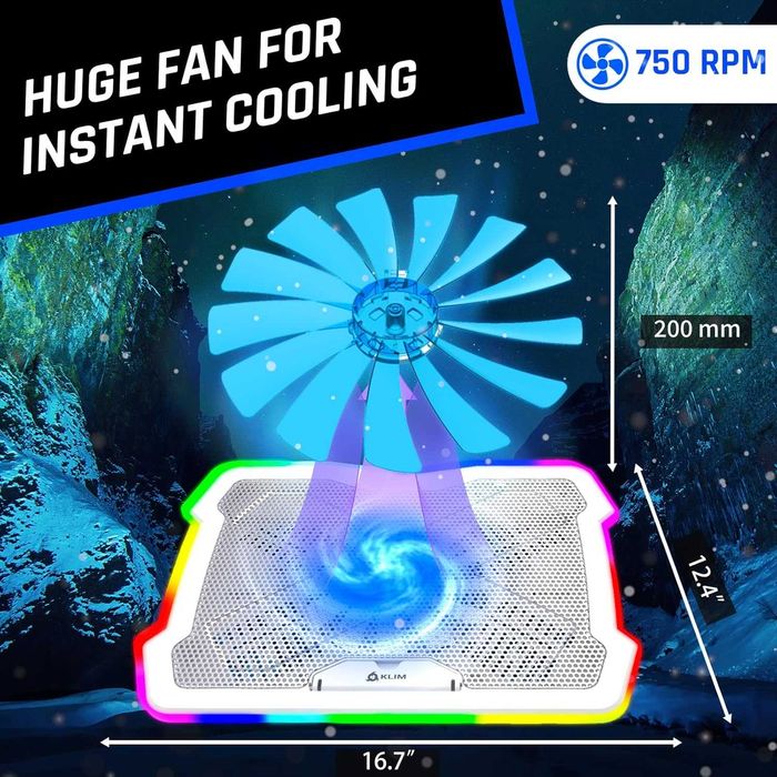 Cooler laptop Suport cu Ventilator RGB KLIM Ultimate 11-17 inch Alb