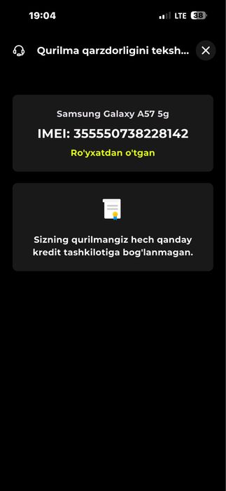 Samsung A57 8:256 Pul zaril