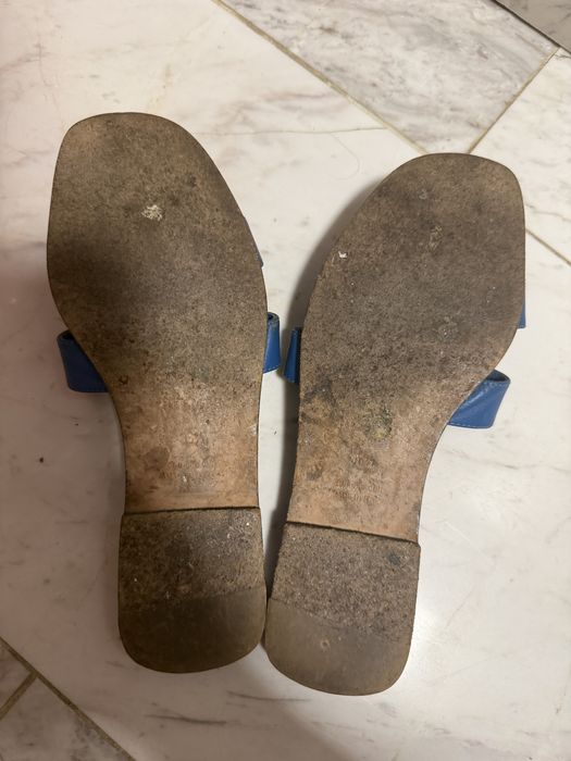 Papuci HERMES Oran originali 36,5 - piele albastru