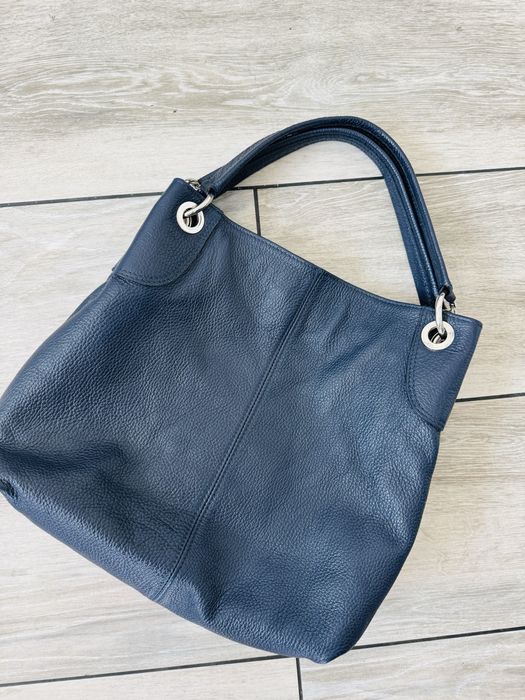 Geanta piele naturala bleumarin