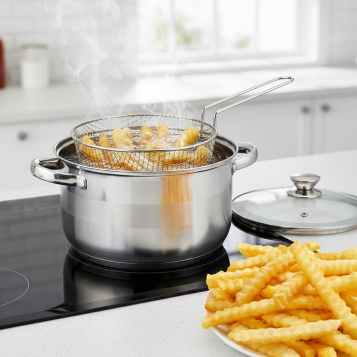 Тенджера с кошница за пържене и стъклен капак Cheffinger  Ø24 см – ино