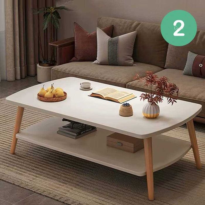 Журнальный Стол с полкой столик деревянный белый двухуровневый 3 вида