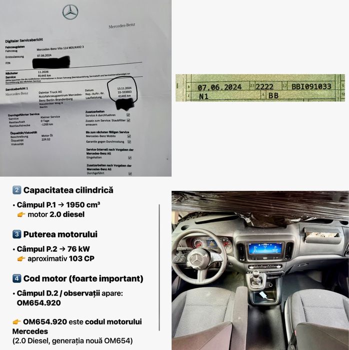 Dezmembrez Mercedes Vito 2024 Motor 2.0 km 40000 locuri