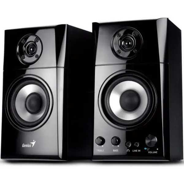 BOXE Stereo 2.0 GENIUS SP-HF1201A, putere 2 x 30 W RMS, 2 căi (woofer 4” + tweeter), egalizor grafic (volum, bass și înalte) LEMN - NOU / SIGILAT