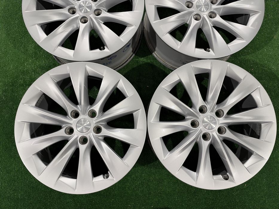4бр. КАТО НОВИ 19” Оригинални Джанти *SLIPSTREAM/AERO TURBINE* 5х120 за -TESLA S- 8.0Jx19H2, ET40