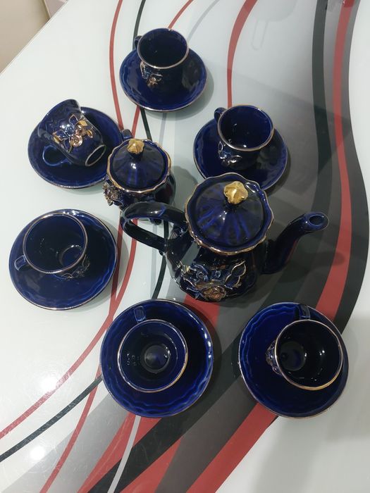 Vand set 6 persoane cafea cobalt albastru