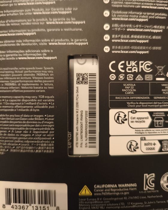 #GARANTIE# / SSD M.2 / Lexar NM790 / 4TB / Heatsink