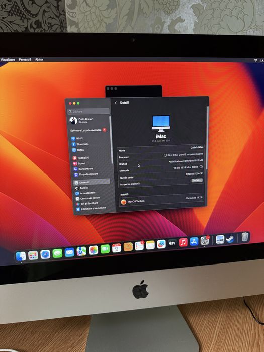 Apple iMac- 22 inch/ 16 gb ram- Mac Os Ventura