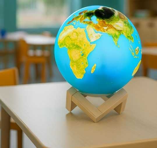 3D многоцветна Нощна лампа - светещ LED глобус с дистанционно