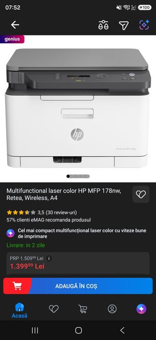 Multifunctional laser color HP MFP 178nw, Retea, Wireless, A4