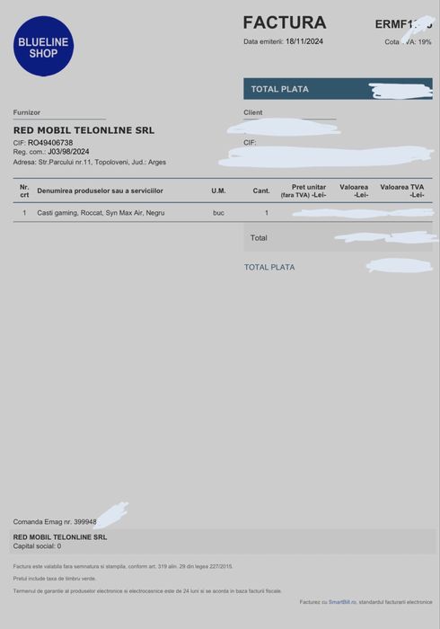 Casti gaming Roccat Syn Max Air sigilate factura garantie