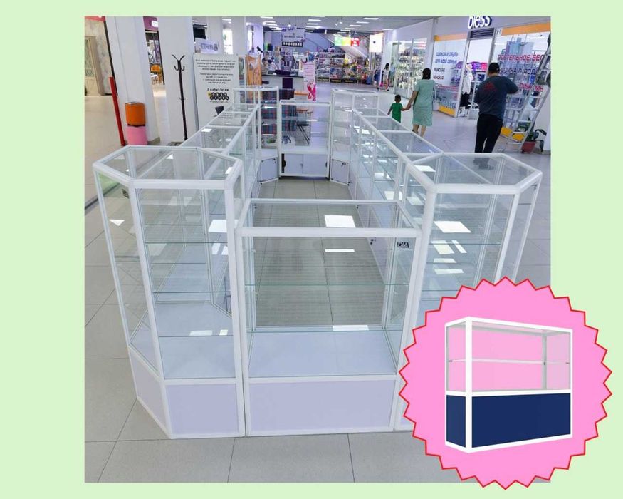 Прилавок витрина, стеклянная, metal oynaly vitrina va prilavkalar