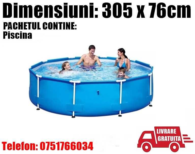 Piscina Familie Copii Rotunda Cadru Metal 305x76cm LivratGRATUIT SV