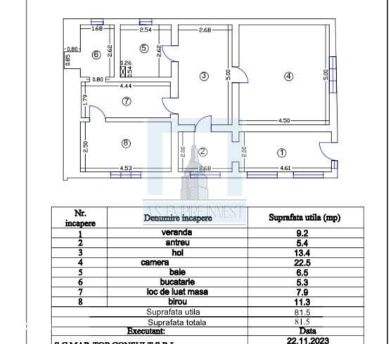 Apartament 3 camere,82 mp utili, la casa, singur in curte-zona Central