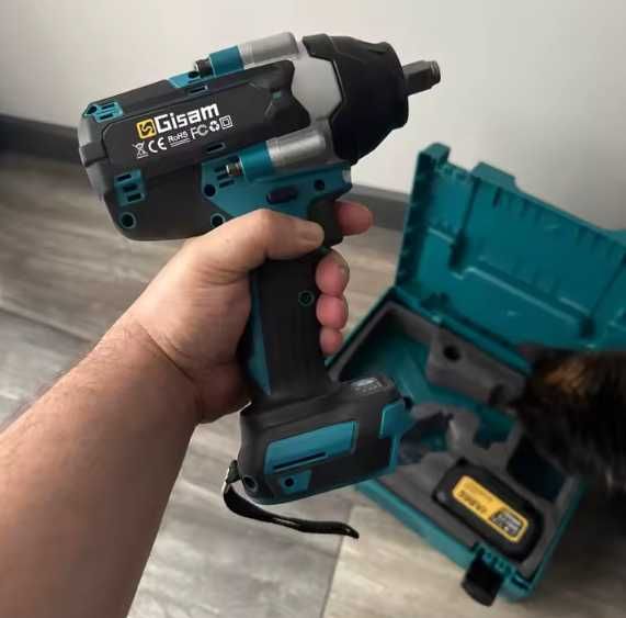 Gisam Безчетков ударен гайковерт 1/2 инчов 1800N.M 18V две батерии