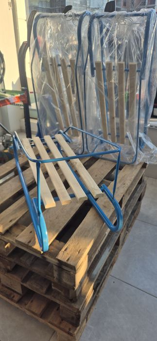 Метална детска шейна синя