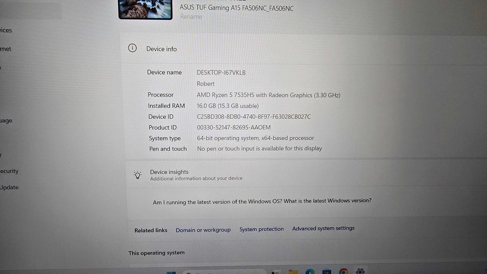 ASUS TUF A15 FA506NC-HN036 Garanție