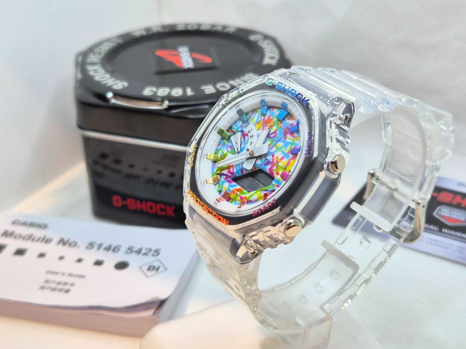 Ceas Sport Casio g shock ga 2100 BM jellyfish ,paint Multicolor , Nou,Garantie 2 ani