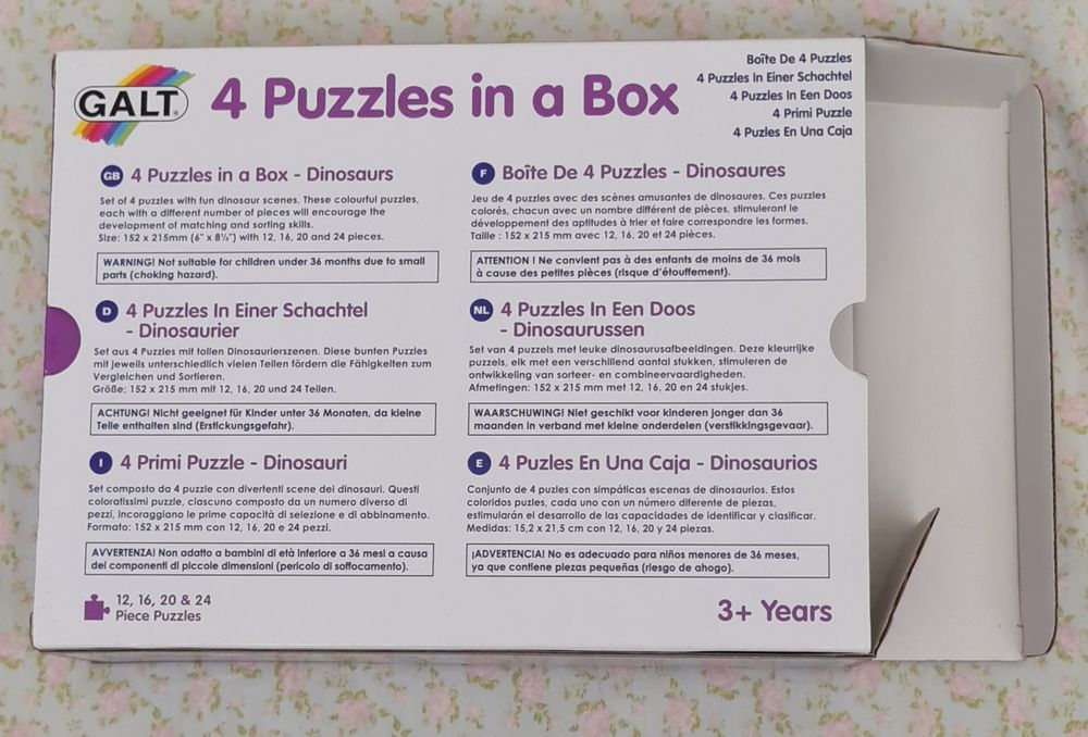 Set 4 Puzzle Dinozauri -3 ani+