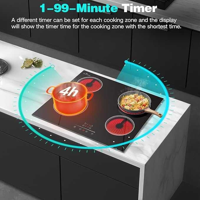 Plită ceramică cu 4 zone