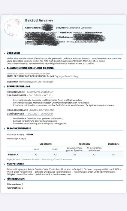 Professional CV/Resume tayyorlaymiz!