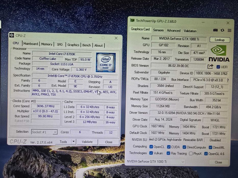 PC gaming i7 8700k, 2x1080ti,32GB DDR4