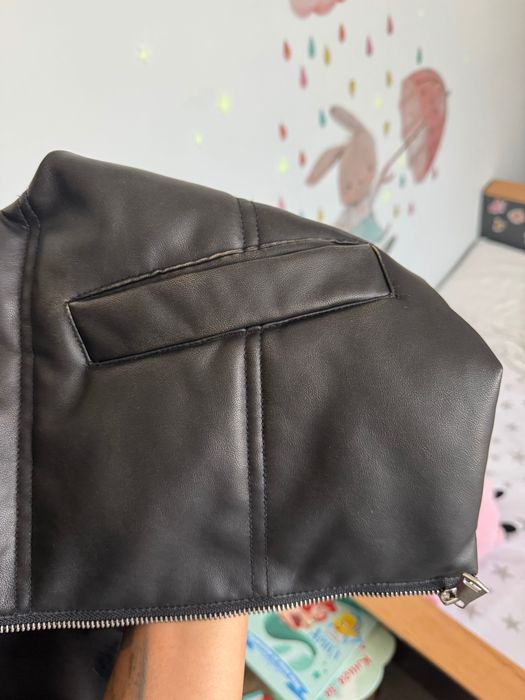 Размер М дамска грейка кожа черна състарен ефект