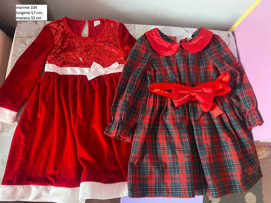 Rochie copii fete marime 98-104 ocazie craciun funda flori 3d