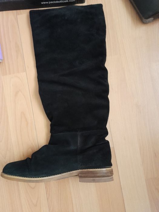 Дамски ботуши естествена кожа и естествен велур