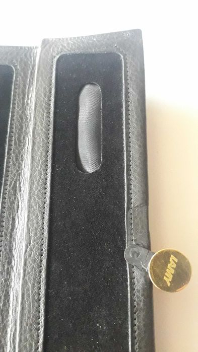 калъф за пишещи аксесоар, Лами Lamy, естествена кожа и позлатен копче