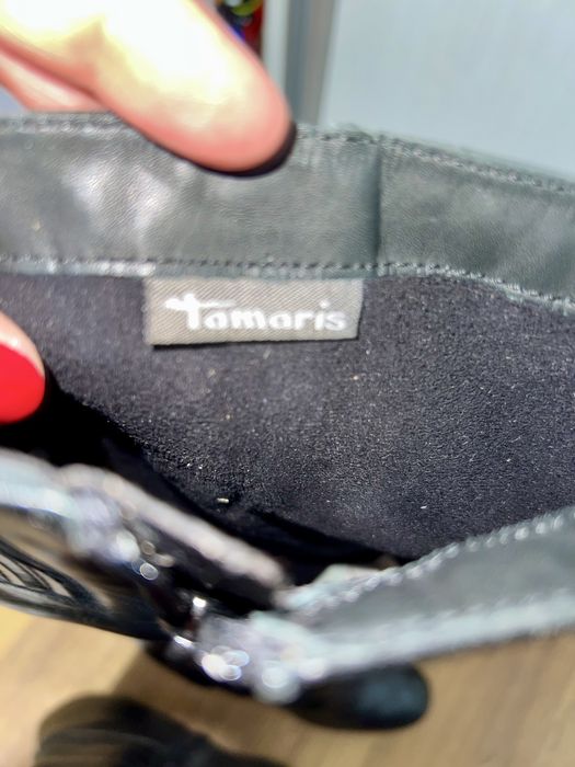 Cizme TAMARIS din piele, negre – mărimea 38