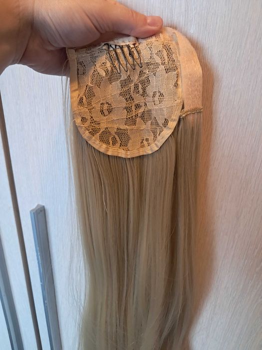 Extensie de păr dreaptă ,coadă blond deschis,calitativă