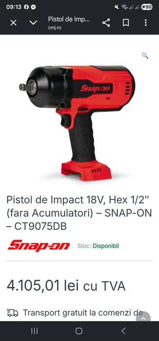Snap on CT 9076 Pistol impact 1/2   1626Nm