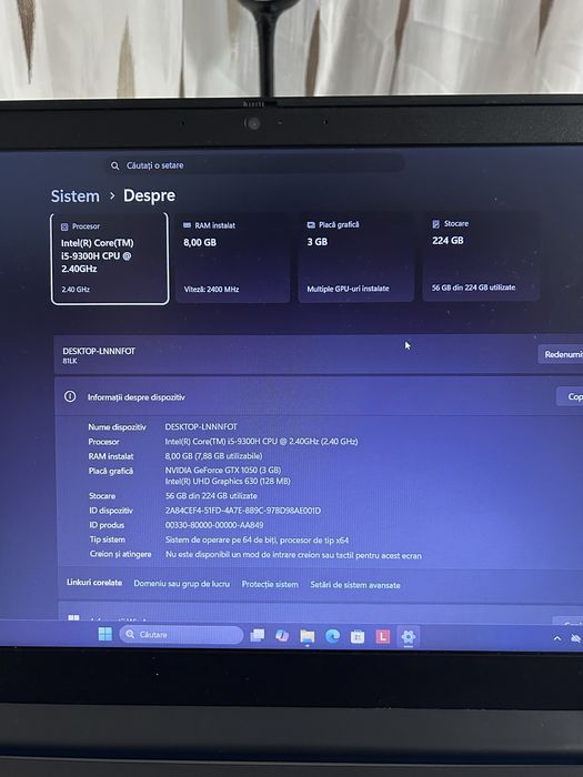 Laptop gaming| i5gen9| GTX1050 3gb| 8gb ram| ssd 256gb