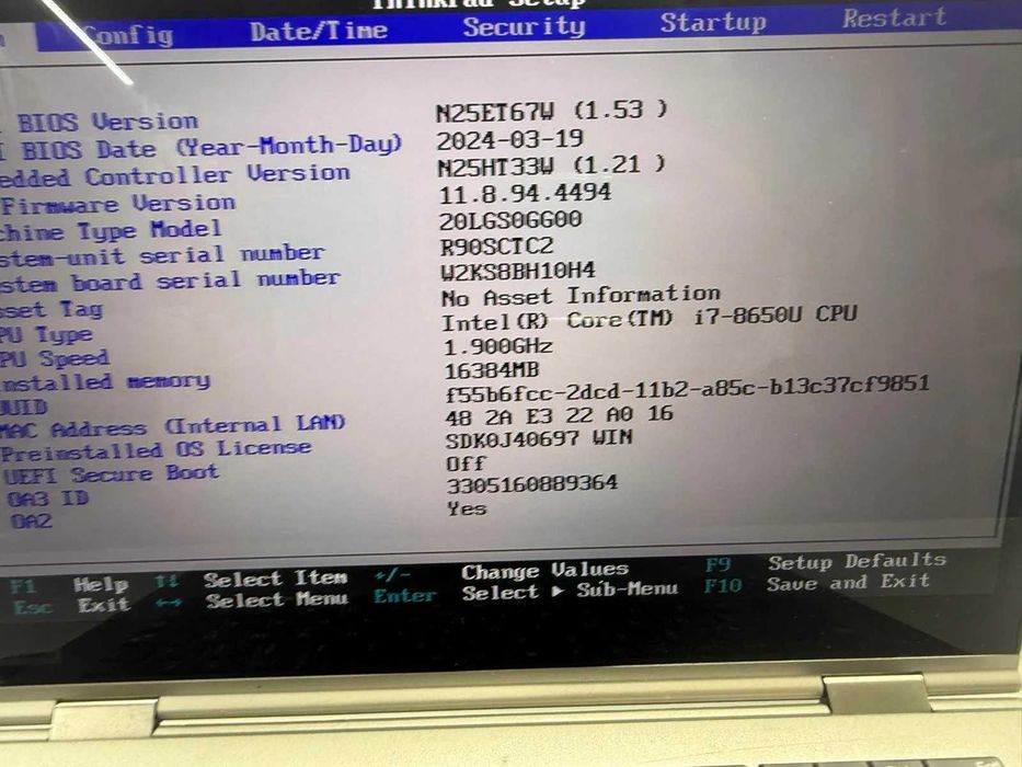 Laptop SH Lenovo Thinkpad X1 YOGA gen 3 i7-8650U incomplet/piese YNC135